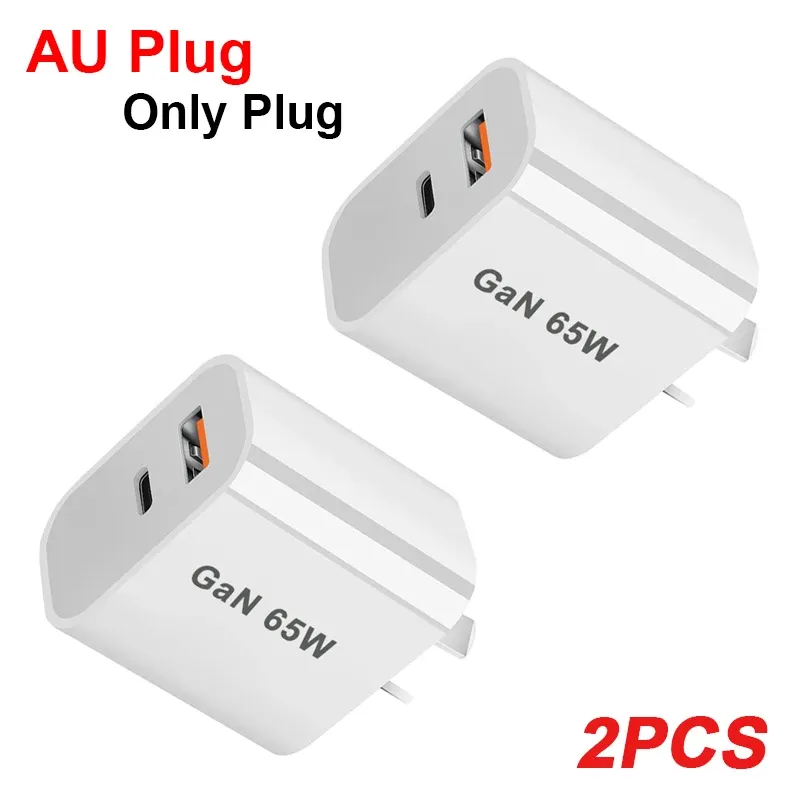 Chargeur USB rapide 55 W / 65 W avec prise AU, chargeur USB-C pour Xiaomi, Redmi, iPhone et Samsung, adaptateur de charge rapide PD, chargeur mural 7