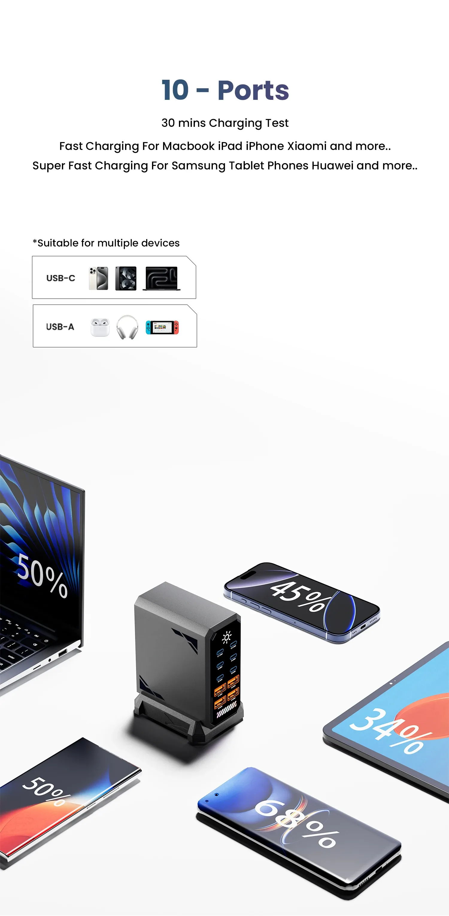 Station de charge avec appareils connectés