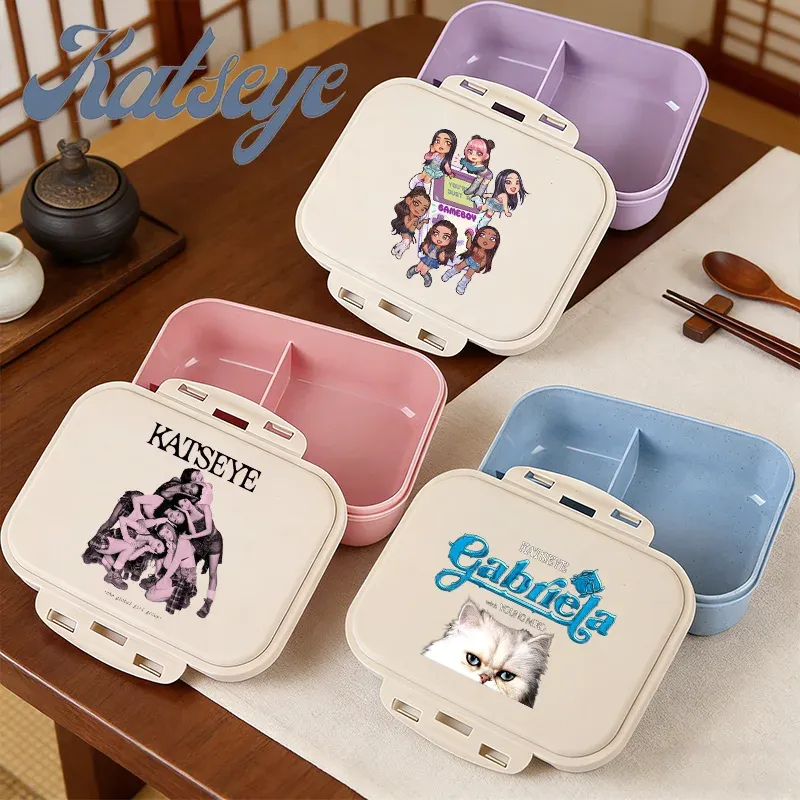 Boîte à lunch Bento Katseye, design Kpop, contenant de rangement alimentaire pour l'école et les pique-niques - Image 1