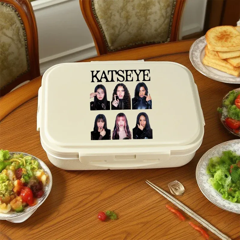 Boîte à lunch Bento Katseye, design Kpop, contenant de rangement alimentaire pour l'école et les pique-niques 4