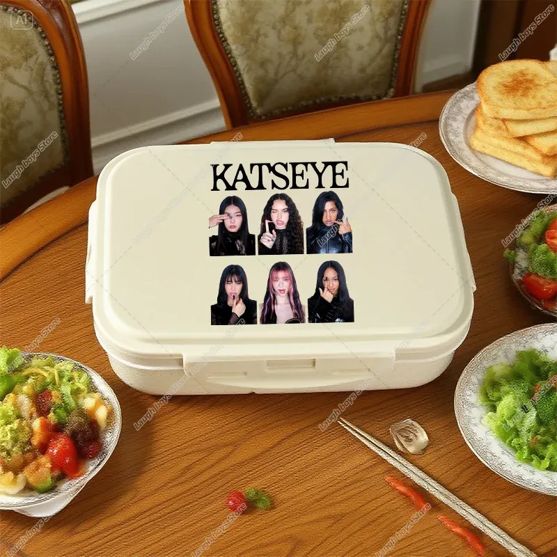 Boîte à lunch Bento Katseye, design Kpop, contenant de rangement alimentaire pour l'école et les pique-niques 7