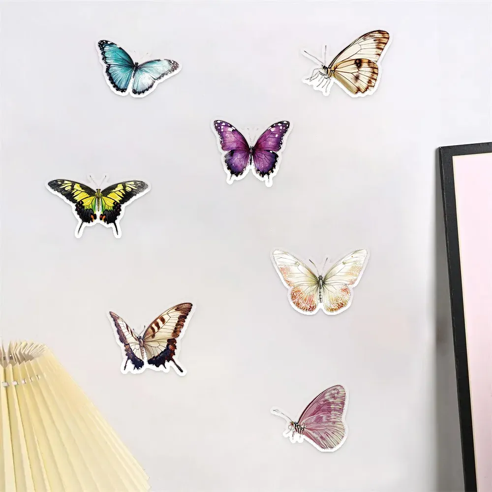 Autocollants graffiti papillon colorés, lot de 50, matériel de collage pour scrapbooking, décoration murale et cadre de guitare, autocollants imperméables pour bricolage 5