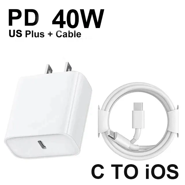 Chargeur rapide PD 40 W avec câble USB-C tressé, compatible iPhone 11 à 18 (Pro Max, Plus, Air), prise européenne et américaine 9