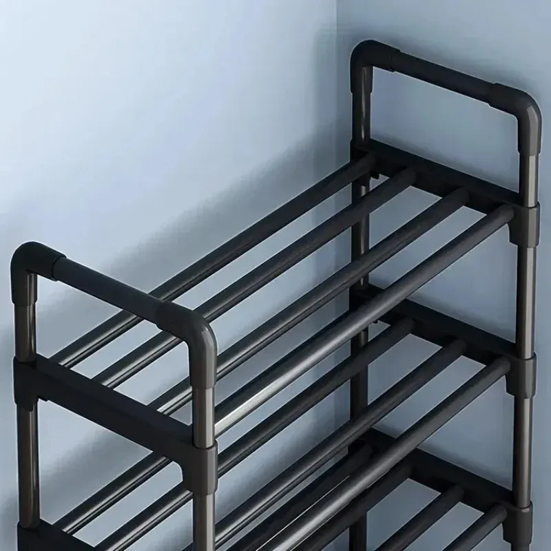 Étagère à chaussures noire, multi-niveaux, gain de place, pour entrée, rangement de chaussures pour la maison, dortoir et location - Image 1