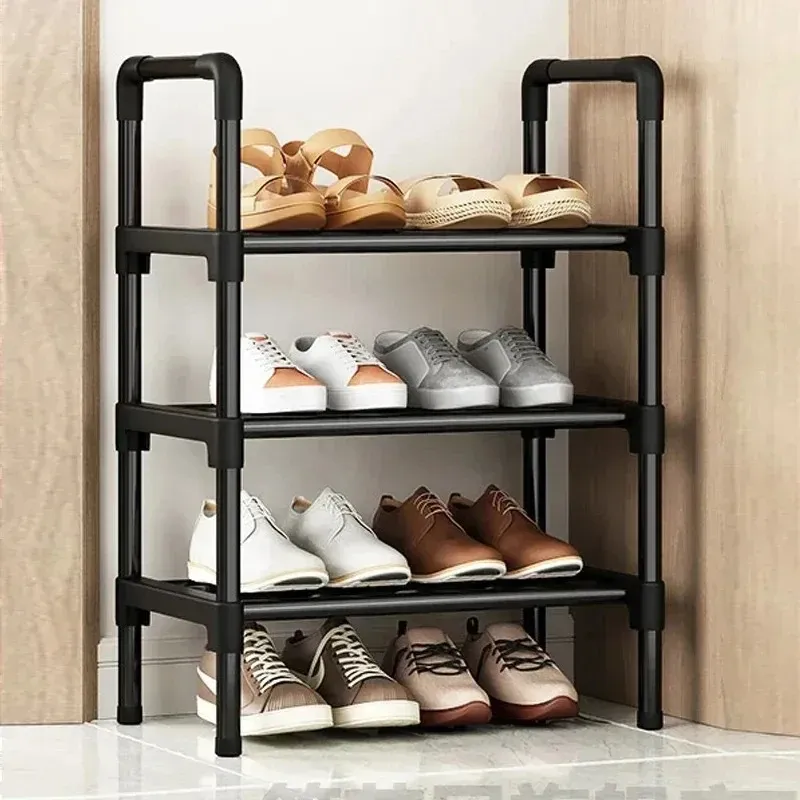 Étagère à chaussures noire, multi-niveaux, gain de place, pour entrée, rangement de chaussures pour la maison, dortoir et location 2