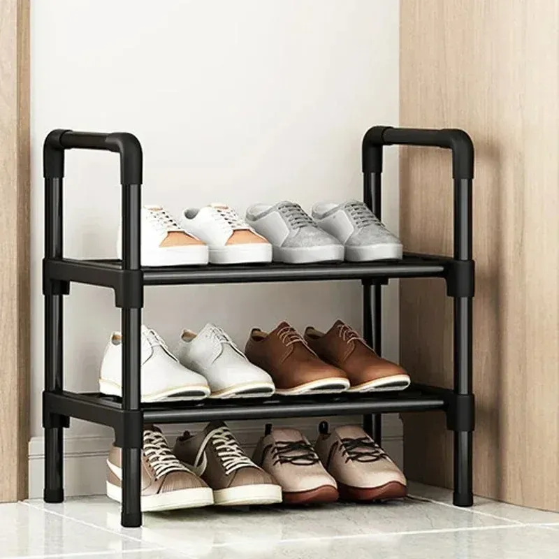Étagère à chaussures noire, multi-niveaux, gain de place, pour entrée, rangement de chaussures pour la maison, dortoir et location 8