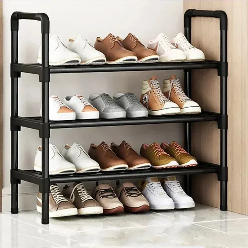 Étagère à chaussures noire, multi-niveaux, gain de place, pour entrée, rangement de chaussures pour la maison, dortoir et location 7