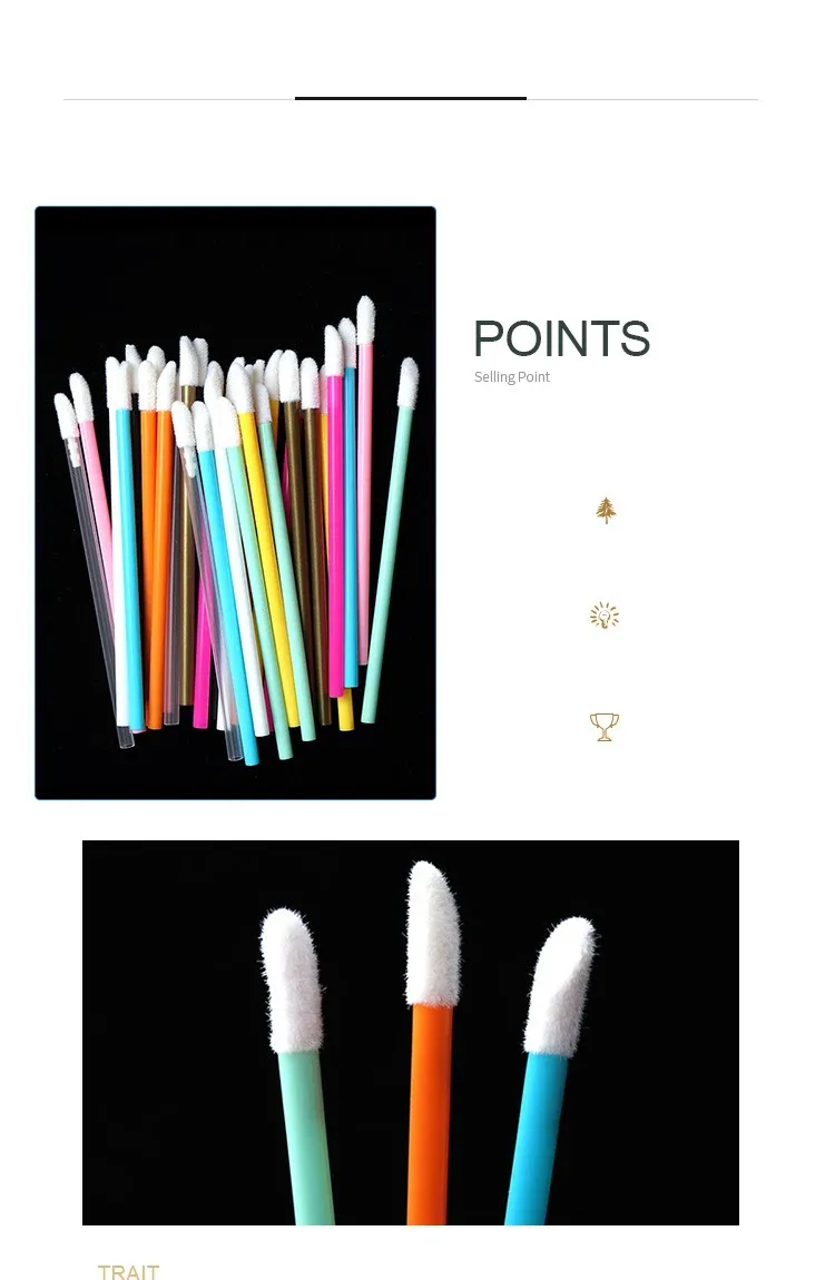 Brosses à lèvres jetables, finitions