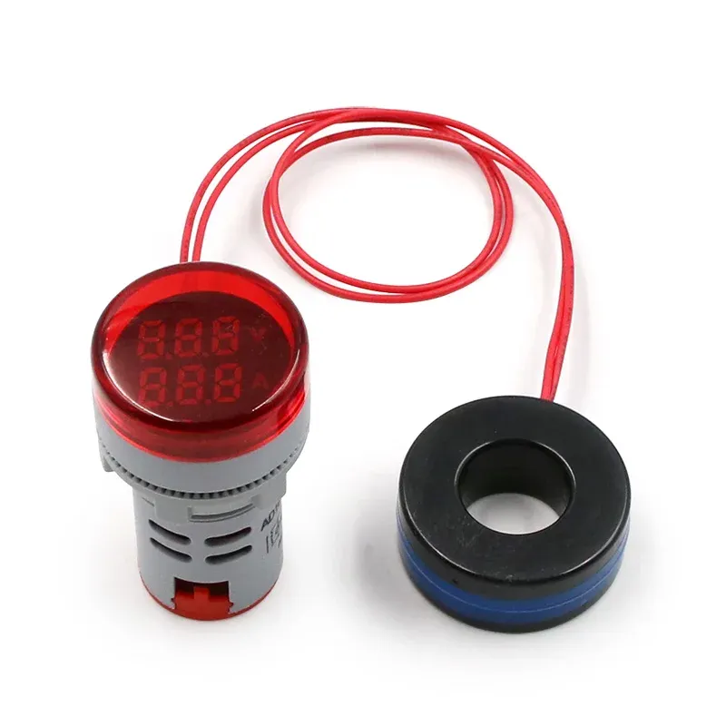 Mini Voltmètre Numérique Rond 22 mm, AC 20-500 V, 0-100 A, Ampèremètre et Testeur de Tension à LED 9