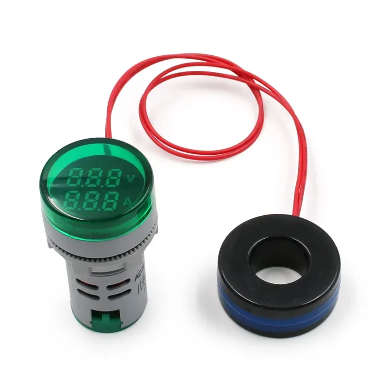 Mini Voltmètre Numérique Rond 22 mm, AC 20-500 V, 0-100 A, Ampèremètre et Testeur de Tension à LED 8