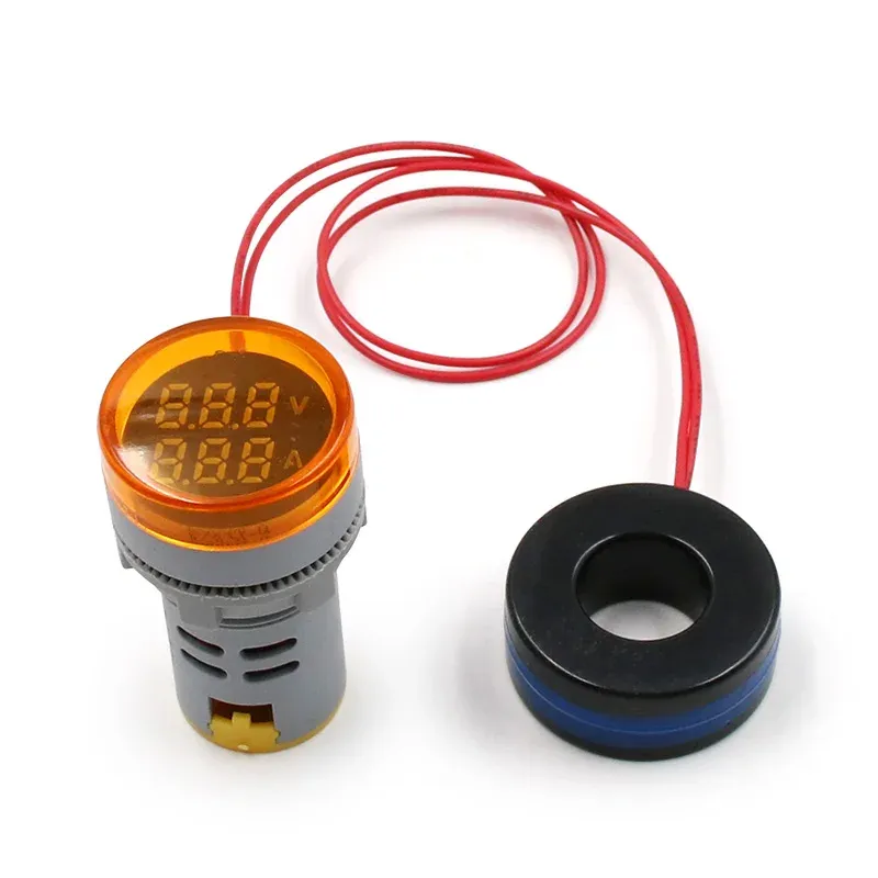 Mini Voltmètre Numérique Rond 22 mm, AC 20-500 V, 0-100 A, Ampèremètre et Testeur de Tension à LED 7