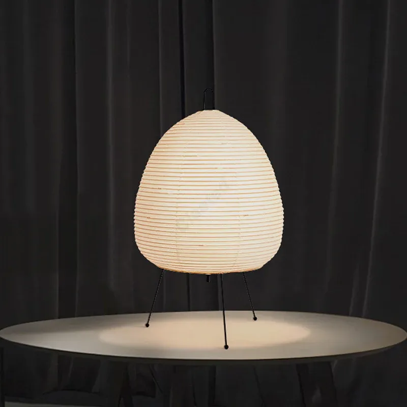 Lampe de table japonaise en papier de riz sur trépied, à LED, pour chambre à coucher 4