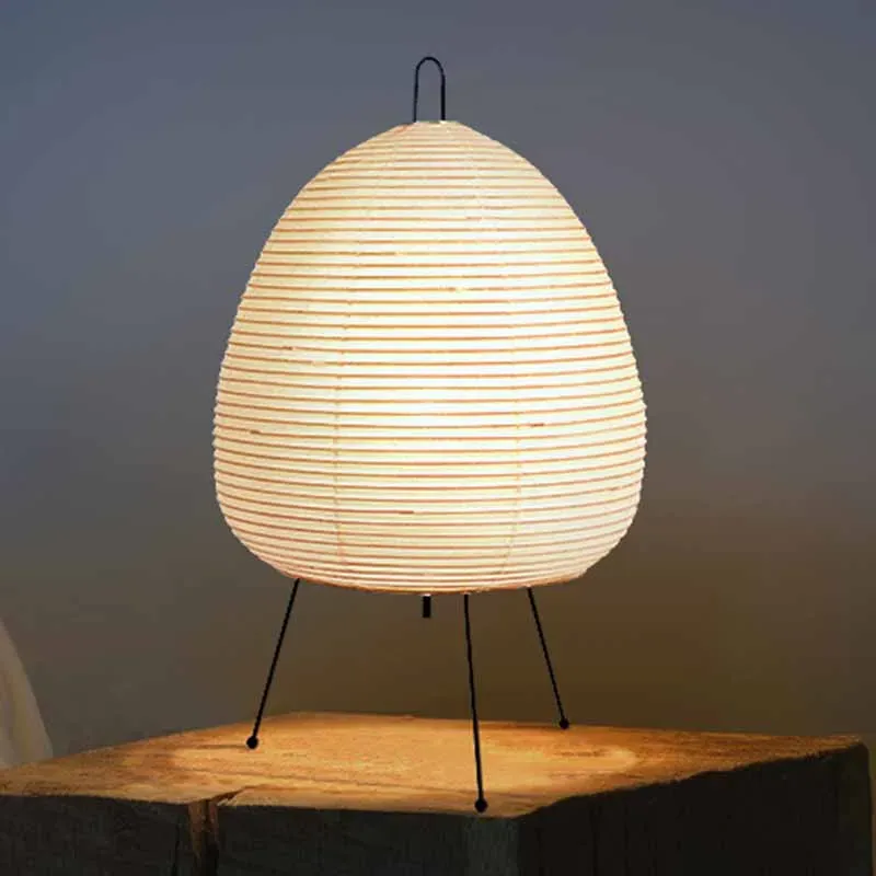 Lampe de table japonaise en papier de riz sur trépied, à LED, pour chambre à coucher 7