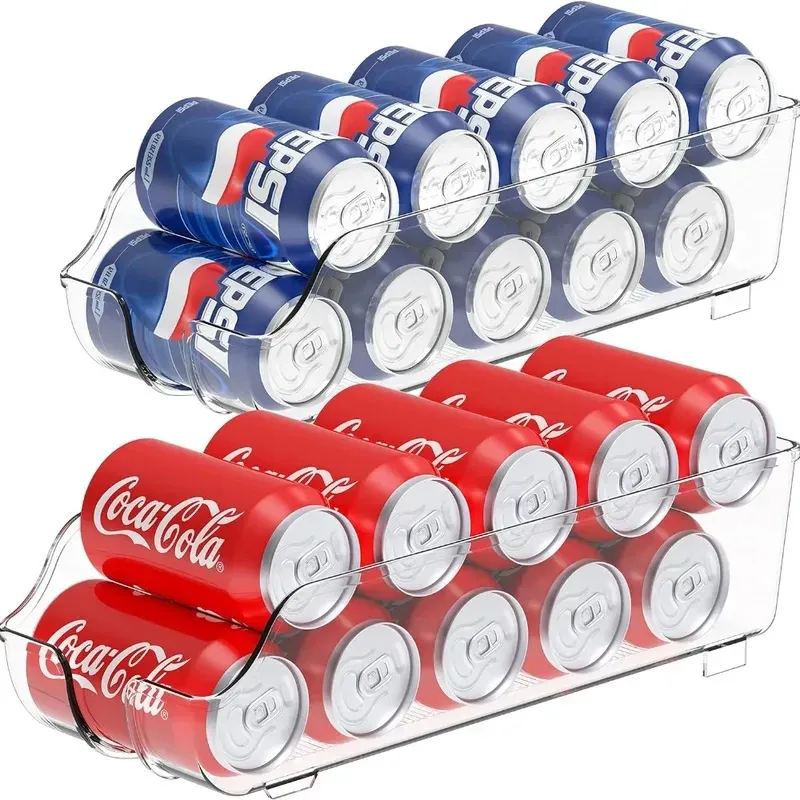 Boîte de rangement pour cuisine – Organisateur de canettes de soda pour réfrigérateur et congélateur, distributeur de canettes, accessoires de cuisine - Image 1