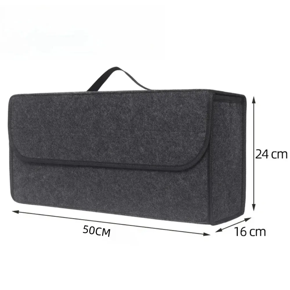 Organisateur de coffre de voiture en feutre souple, boîte de rangement, grand compartiment antidérapant, sac de rangement pour outils de voiture 3