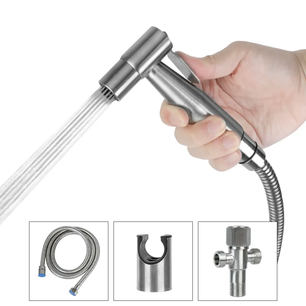 Ensemble pulvérisateur bidet pour toilettes, douchette à main autonettoyante en acier inoxydable pour salle de bain - Image 1