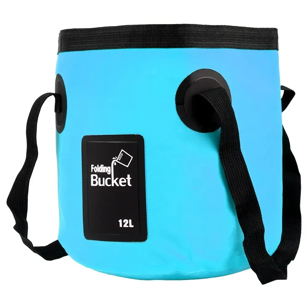 Seau pliant portable de 12 L pour voyage et plein air, seau d'eau pliable, bac à évier, sac de lavage, seau multifonction pour lavage de voiture et camping 7