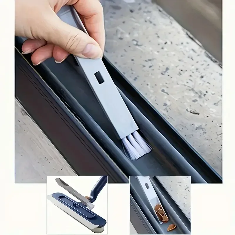 Brosse à vitres 2 en 1 avec raclette et mini brosse, essuie-glace rotatif, outil de nettoyage domestique pour verre, murs et sols 5