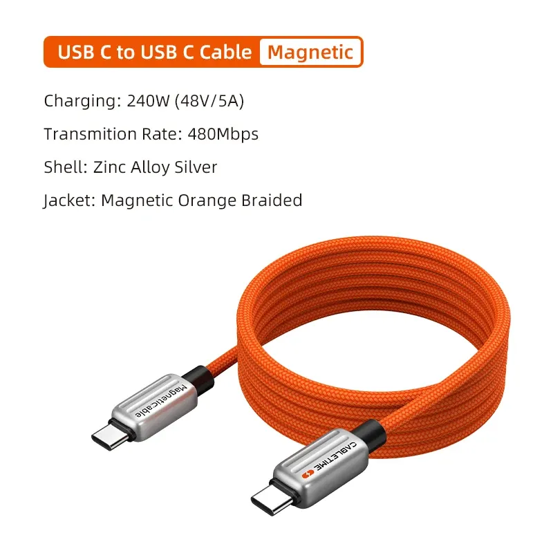 CABLETIME Câble USB-C Magnétique 240 W, Câble de Charge Rapide Type C pour MacBook, Ordinateur Portable, iPhone 17, 16, Samsung S25 10