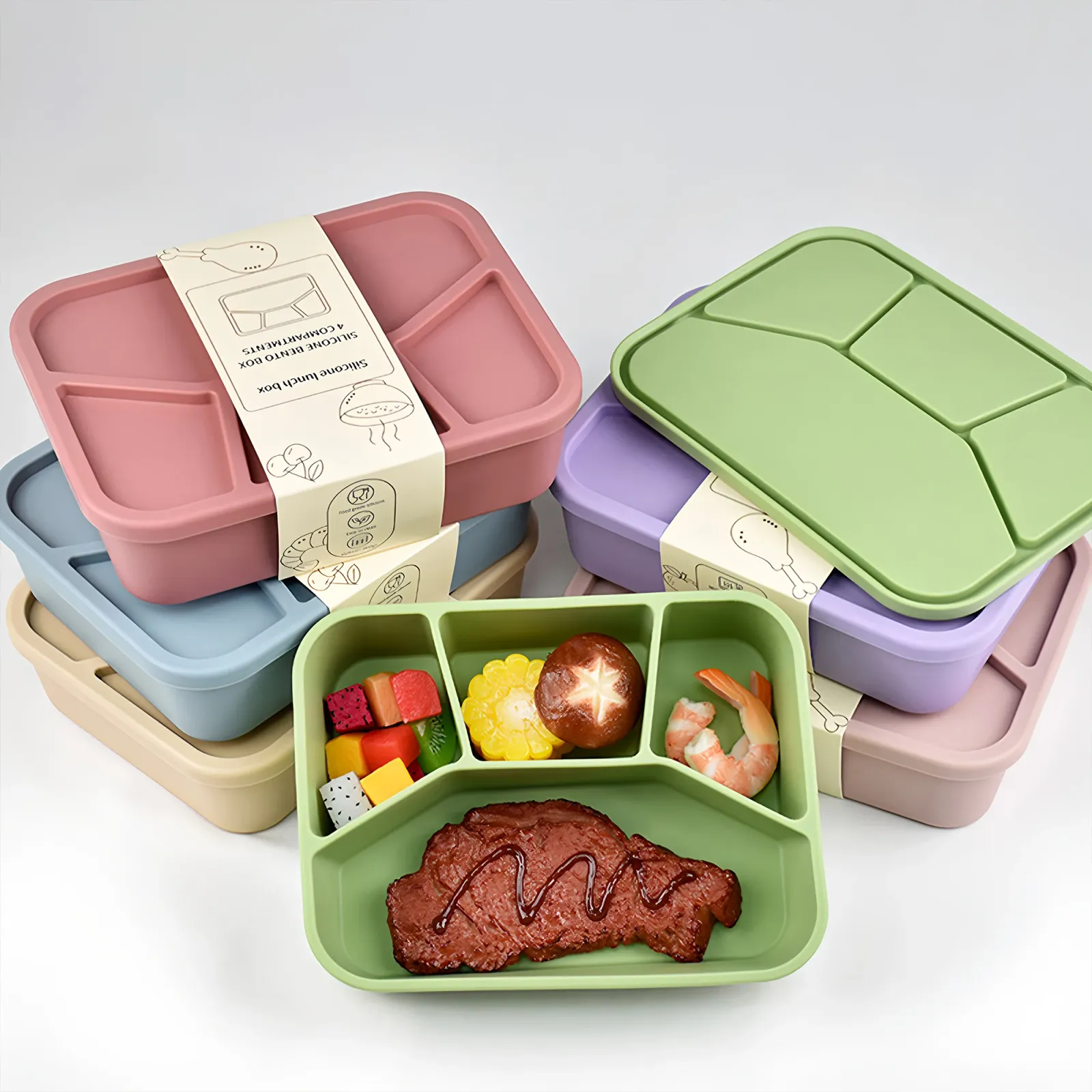 Boîte à bento en silicone en situation