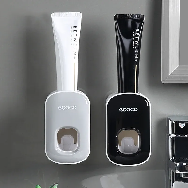 WIKHOSTAR Distributeur automatique de dentifrice mural avec ensemble d'accessoires de salle de bain 2