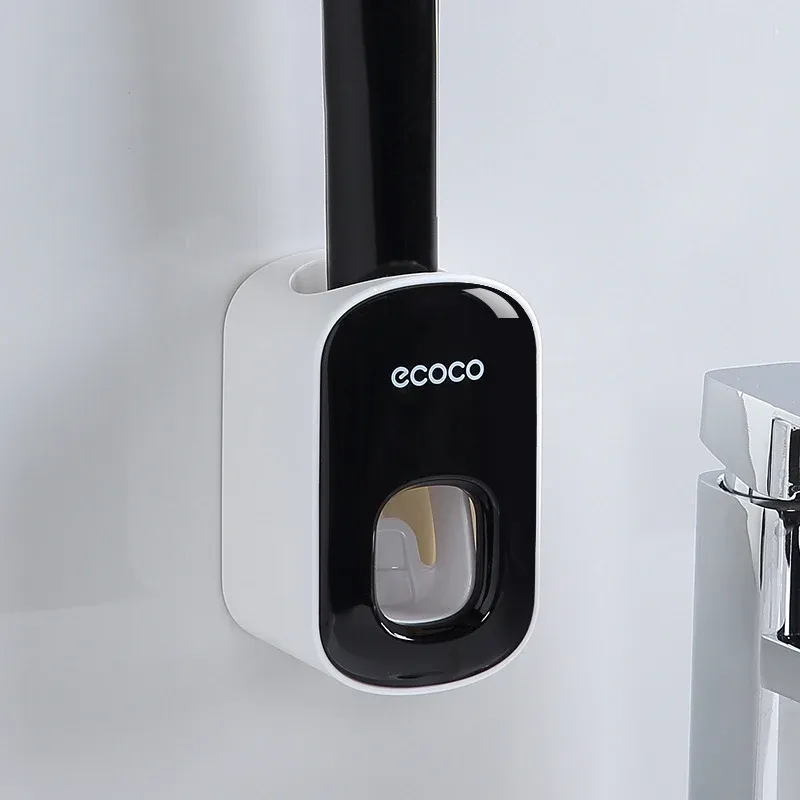 WIKHOSTAR Distributeur automatique de dentifrice mural avec ensemble d'accessoires de salle de bain 3