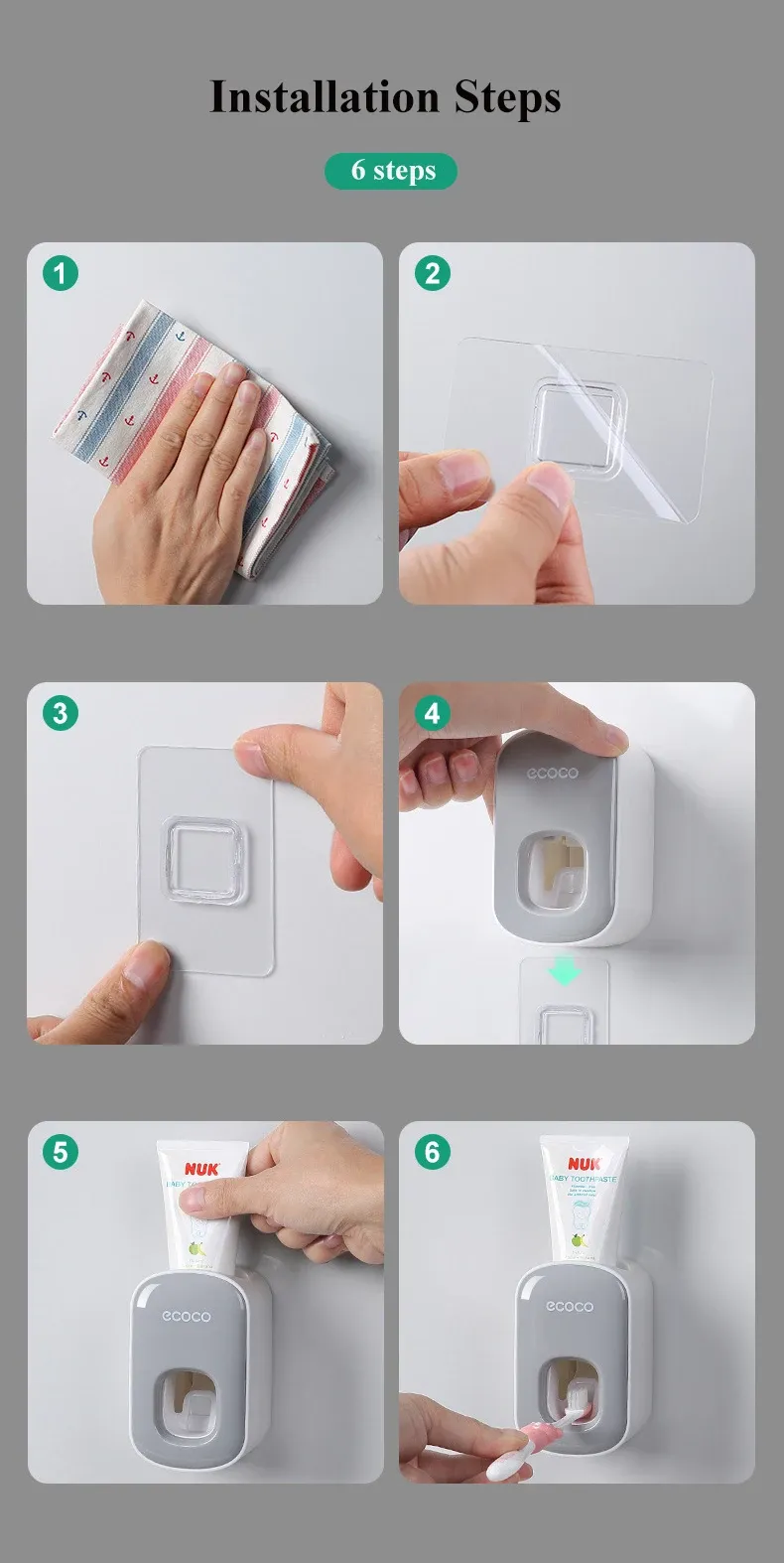 Distributeur de dentifrice WIKHOSTAR, vue complète