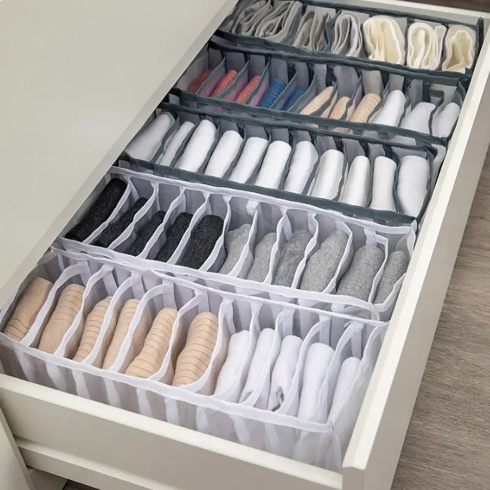 Organisateur de placard pliable à 30 compartiments pour chaussettes, sous-vêtements et soutiens-gorge, idéal pour dortoir
