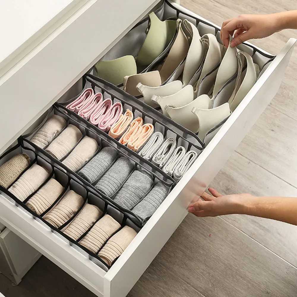 Organisateur de placard pliable à 30 compartiments pour chaussettes, sous-vêtements et soutiens-gorge, idéal pour dortoir 4