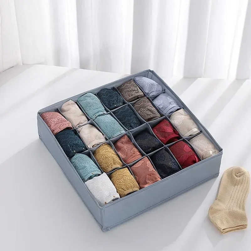 Organisateur de placard pliable à 30 compartiments pour chaussettes, sous-vêtements et soutiens-gorge, idéal pour dortoir 16