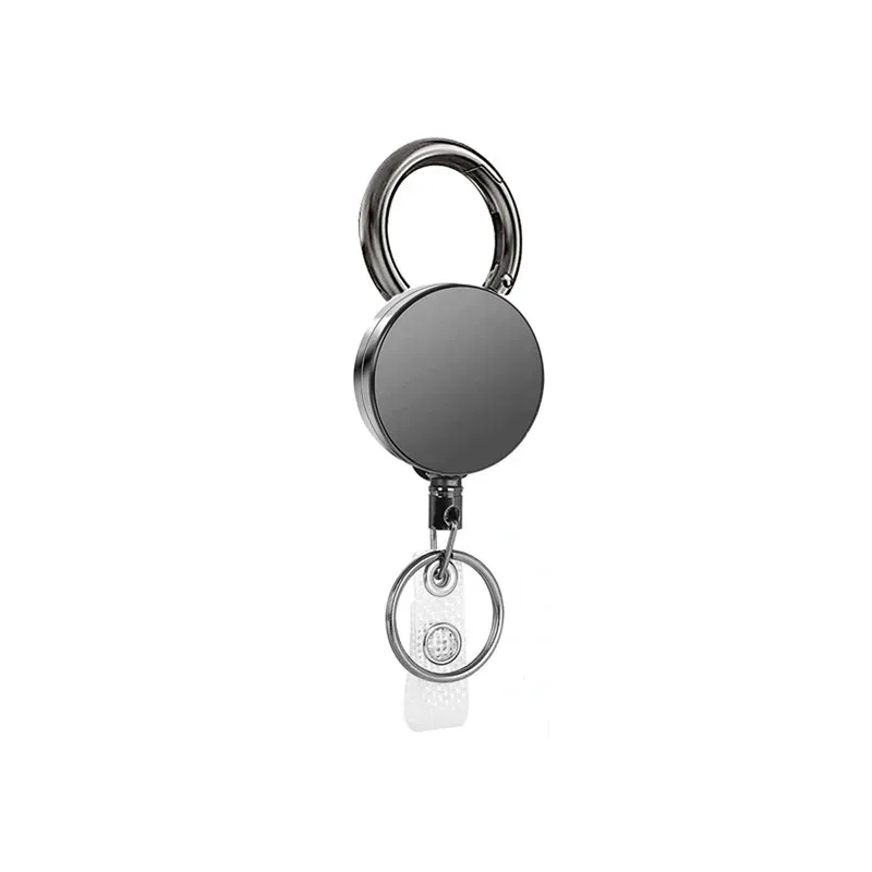 Porte-clés à enrouleur en fil métallique rétractable robuste, avec lanière d'identification et étiquette de nom 21