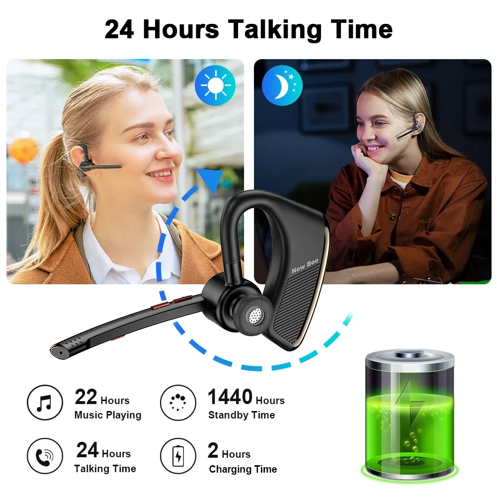 Écouteurs sans fil Bluetooth 5.2 M50 avec micro, casque mains libres 3