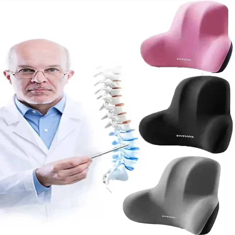 Appui-tête en mousse à mémoire de forme, coussin lombaire ergonomique et oreiller cervical pour siège auto, housse en polyester respirant et confortable 2
