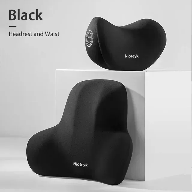 Appui-tête en mousse à mémoire de forme, coussin lombaire ergonomique et oreiller cervical pour siège auto, housse en polyester respirant et confortable 15