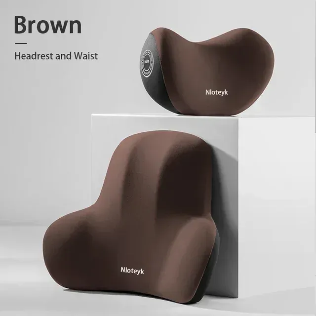 Appui-tête en mousse à mémoire de forme, coussin lombaire ergonomique et oreiller cervical pour siège auto, housse en polyester respirant et confortable 14