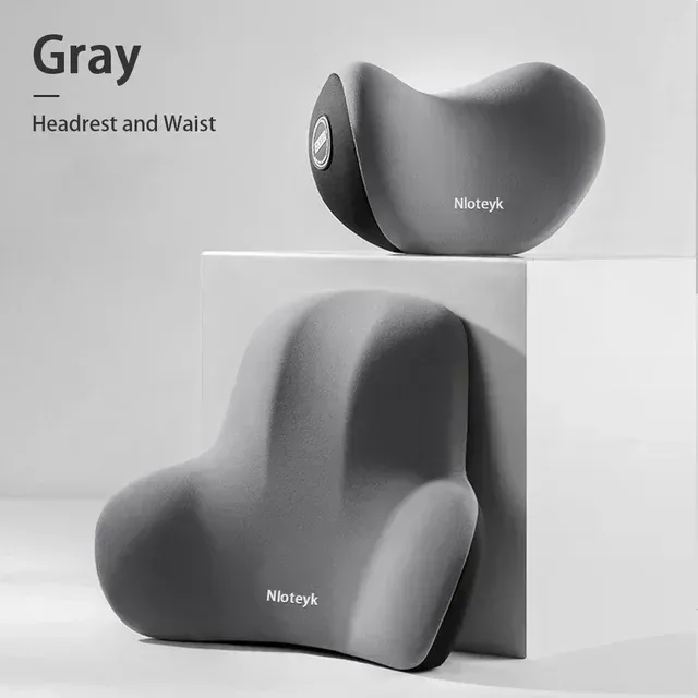 Appui-tête en mousse à mémoire de forme, coussin lombaire ergonomique et oreiller cervical pour siège auto, housse en polyester respirant et confortable 10
