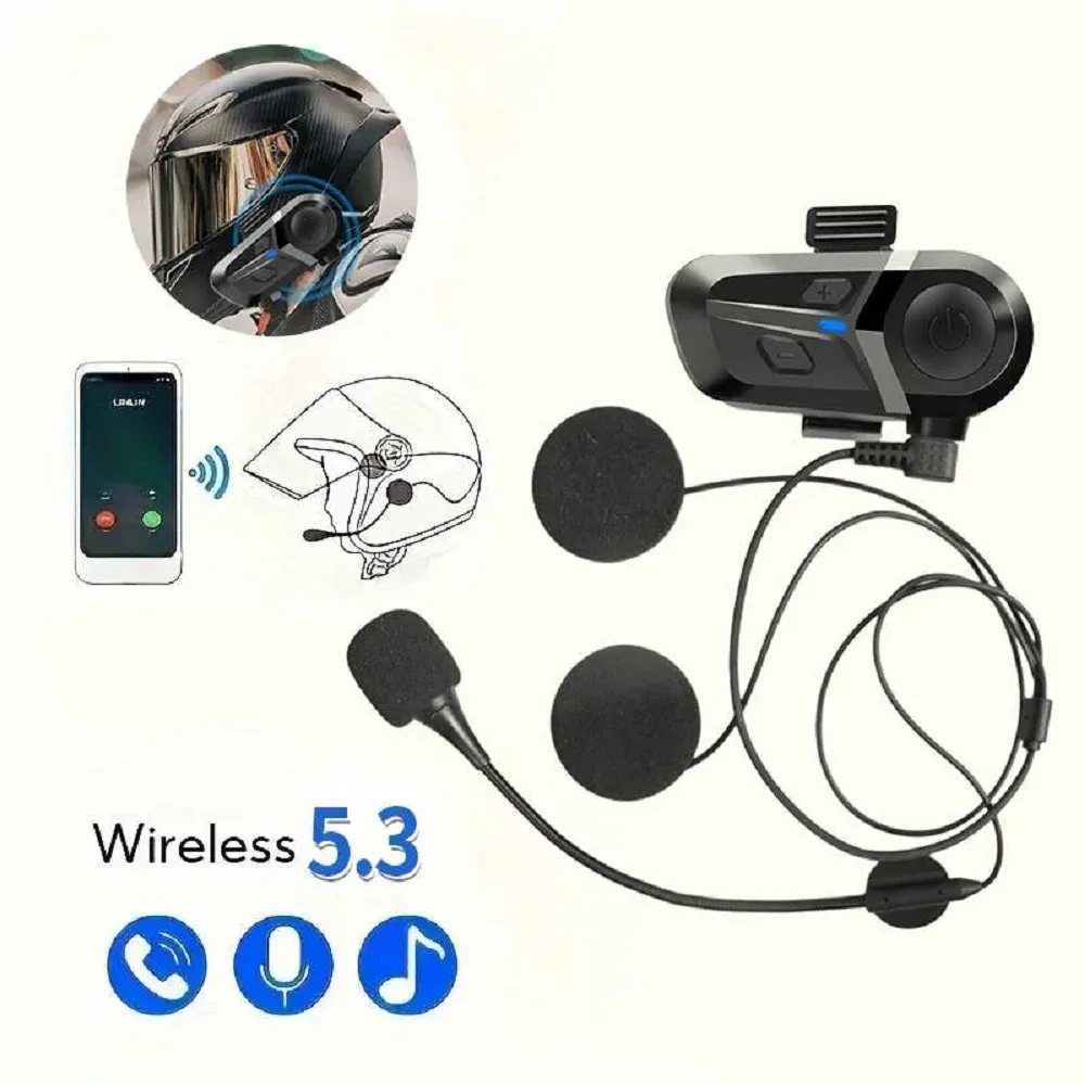 Casque moto sans fil Bluetooth, mains libres, étanche, avec lecteur de musique et fonction appel - Image 1