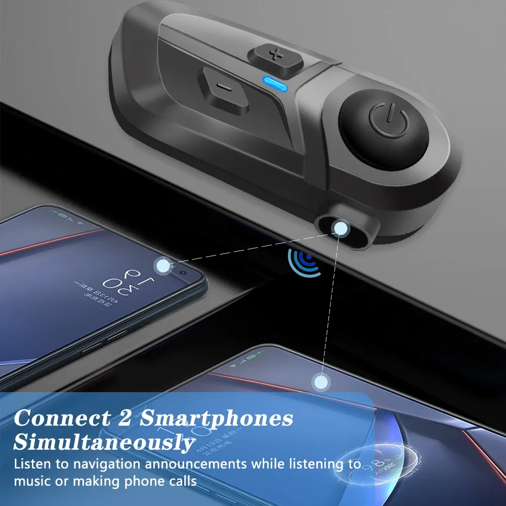 Casque moto sans fil Bluetooth, mains libres, étanche, avec lecteur de musique et fonction appel 5