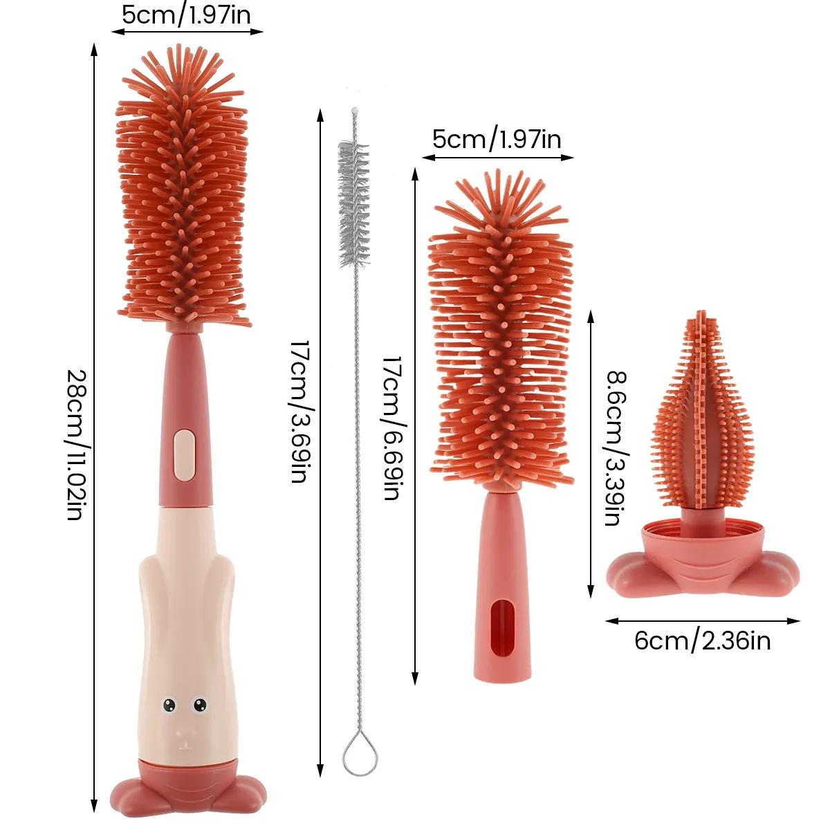 Brosse à biberon en silicone en usage