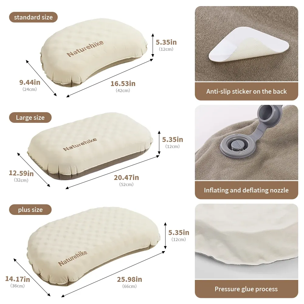 Naturehike – Oreiller gonflable de camping 2 en 1, portable, étanche, réglable, pour le cou et le bas du dos, confortable, idéal pour les voyages en plein air 5