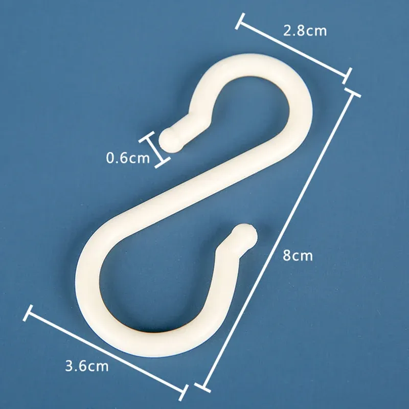 Lot de 8 crochets en plastique en forme de S pour porte, polyvalents pour cuisine, garde-robe et salle de bain 4