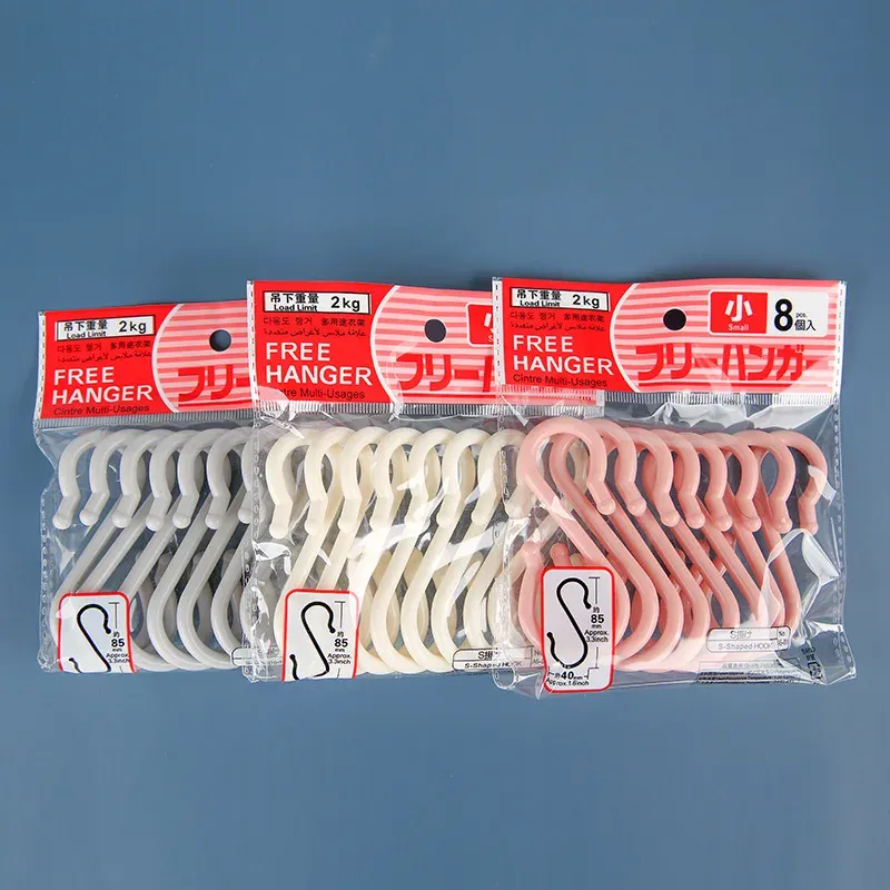 Lot de 8 crochets en plastique en forme de S pour porte, polyvalents pour cuisine, garde-robe et salle de bain 5