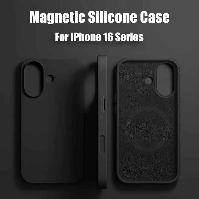 Coque MagSafe en silicone liquide pour iPhone 16, 15, 14, 13, 12, 11 Pro Max et 16 Plus - Image 1