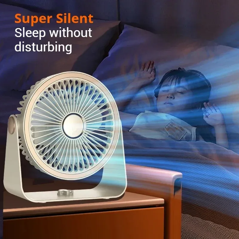 Ventilateur de camping 2 en 1 rechargeable et portable, sans fil, 5 vitesses, port USB, lumière LED nocturne, pour le bureau et la maison 2