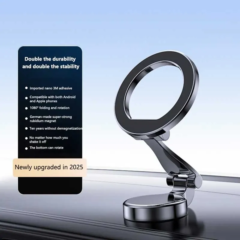 Support de téléphone magnétique pour voiture Xiaomi compatible MagSafe, rotatif à 360°, pliable, avec fixation par ventouse métallique 2