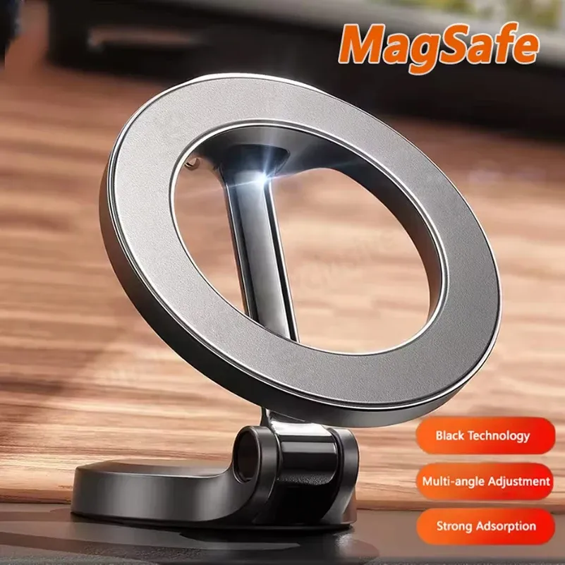 Support de téléphone magnétique pour voiture Xiaomi compatible MagSafe, rotatif à 360°, pliable, avec fixation par ventouse métallique