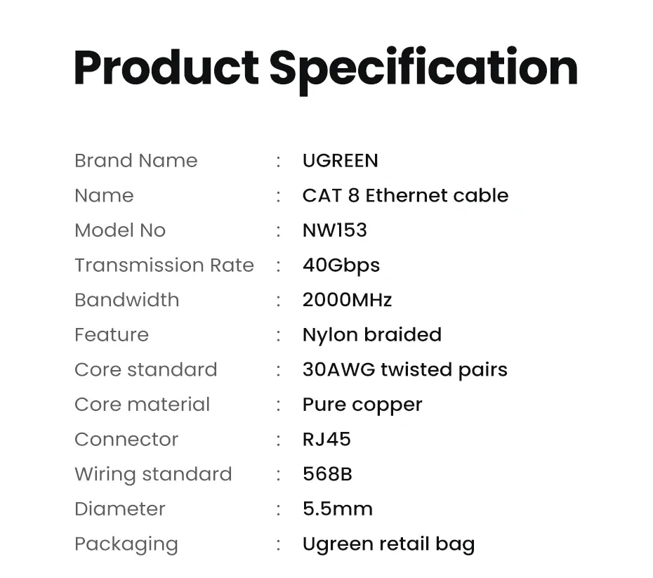 Câble Ethernet UGREEN Cat 8 – mise en situation professionnelle