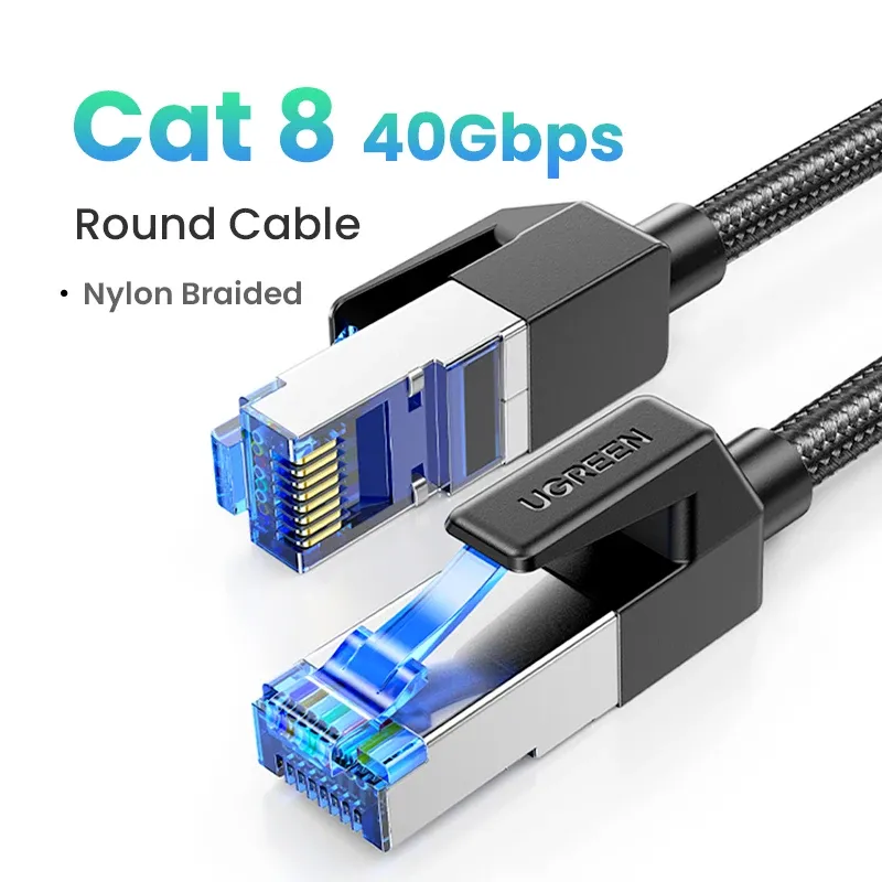 Câble Ethernet UGREEN CAT 8 haute vitesse tressé 40 Gbit/s 2000 MHz, cordon réseau LAN RJ45 blindé d'intérieur pour routeur, PC, PS5, modem et Xbox 7