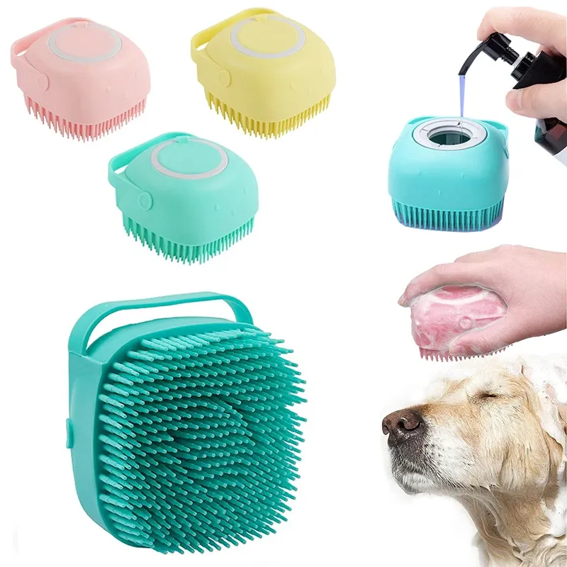 Gant de massage en silicone pour chien et chat, brosse de toilettage pour le bain - Image 1