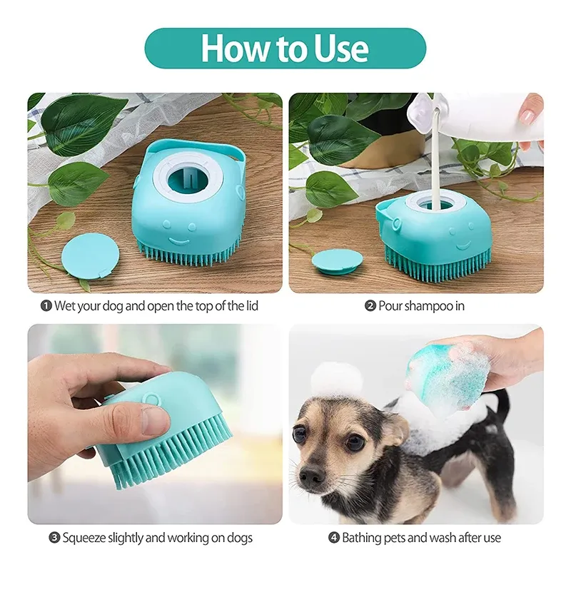 Gant de toilettage en silicone pour chien
